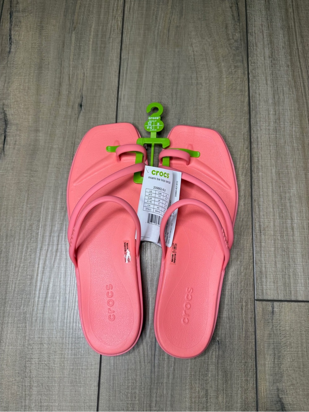 CROCS Miami Toe Loop Sandals Women’s 10 Pink Coral Strappy NWT